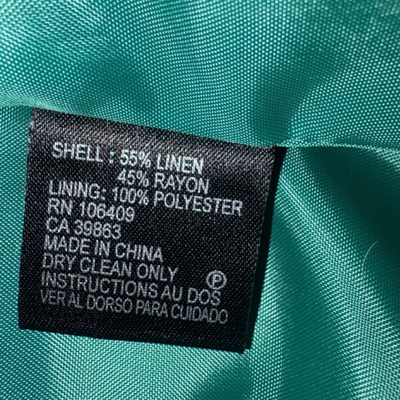 Tahari Linen Blend Blazer Kelly Green Tailored Career Jacket Women 10 - Picture 6 of 9